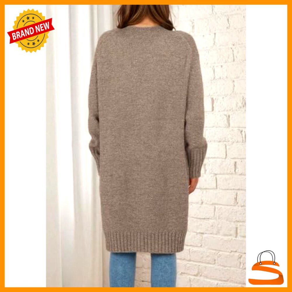 Oversized Knit Cardigan Open Front Long Sleeve Chic Loose Fit Winter Sweater - Picture 5 of 7